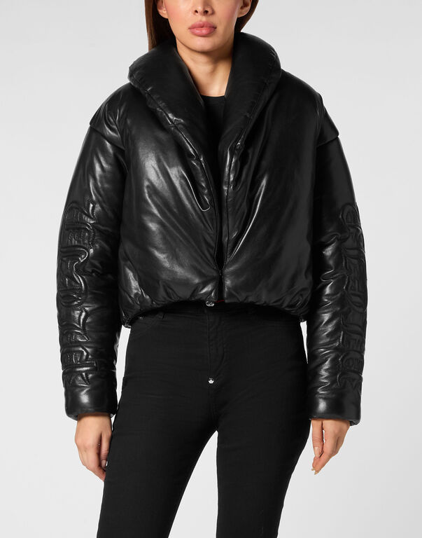 Silky Leather Biker Jacket Skull&Bones