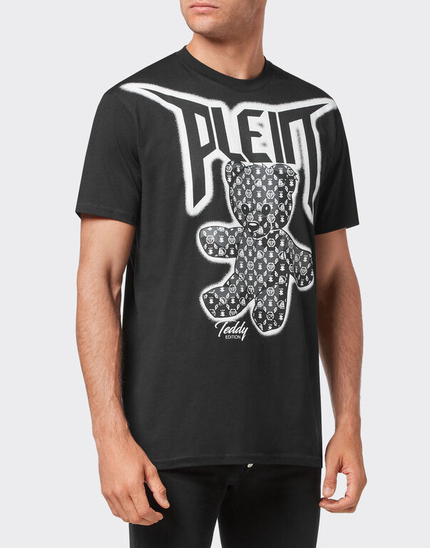 T-shirt Round Neck SS Spray Effect Print Teddy Bear