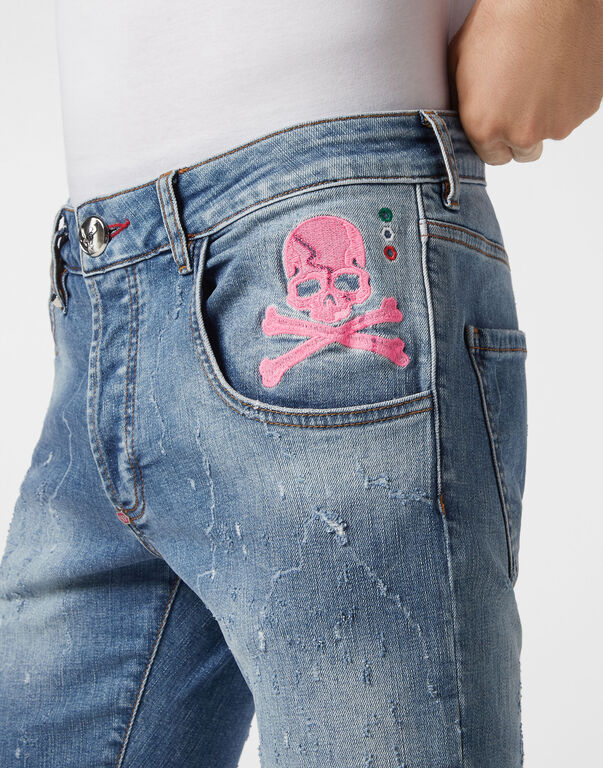 Denim Trousers Super Straight Cut Skull&Bones