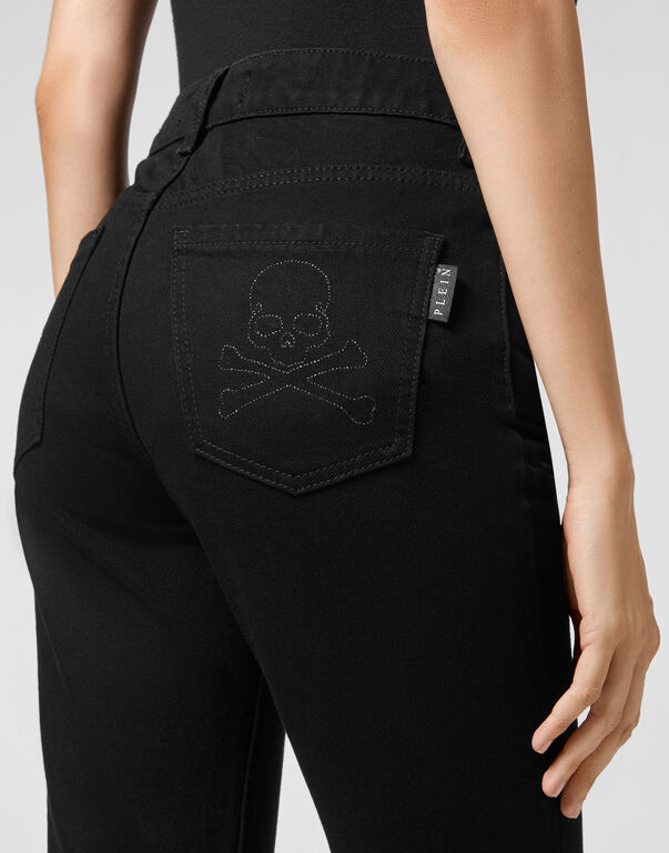 Denim High wasted flare Skull