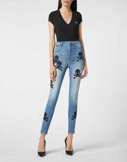 Denim Super High Waist Jegging Skull