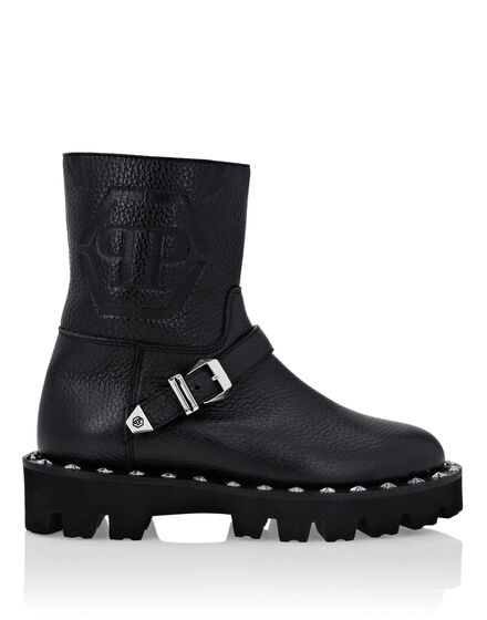 Leather Biker Boots Monogram