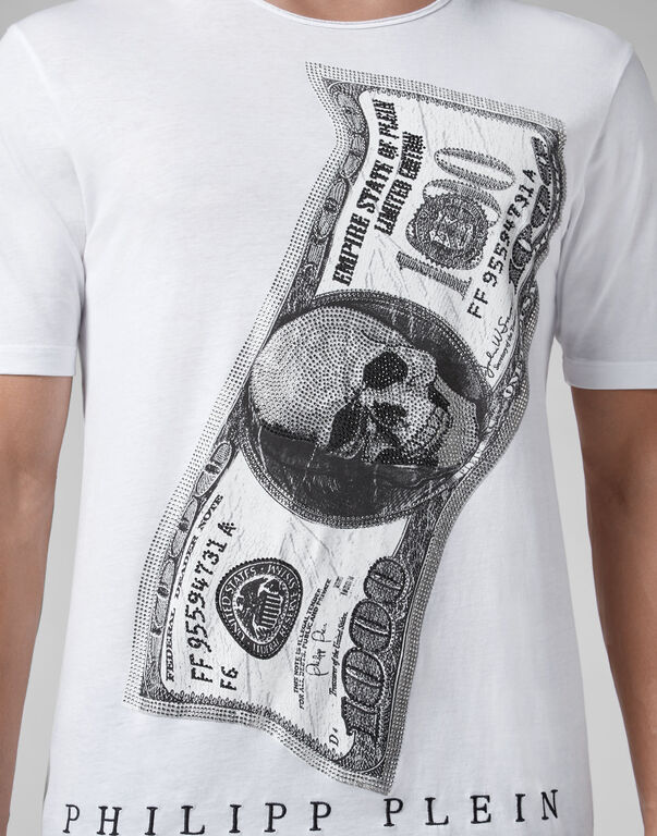 T-shirt Black Cut Round Neck Dollar