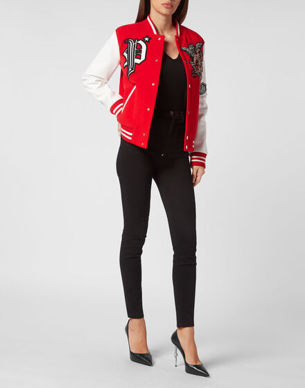 Wool and Leather Bomber Love Angel