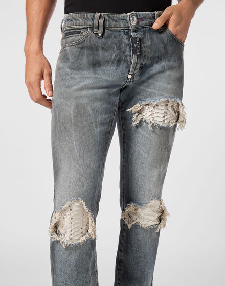 Super Straight Cut Trousers With Python Inserts