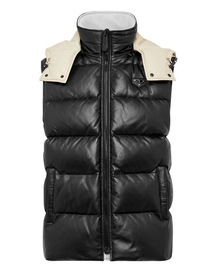 Soft leather Vest Short Iconic Plein