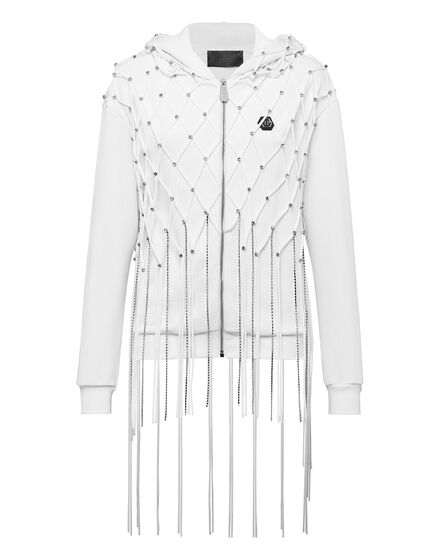 Hoodie Sweatjacket Net Crystal Touch Fringe