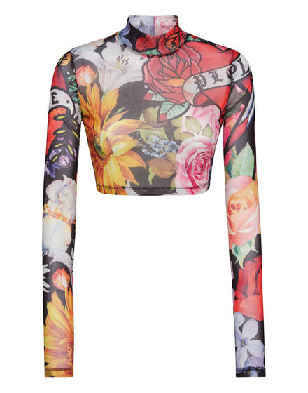 Cropped T-shirt LS Love Flowers