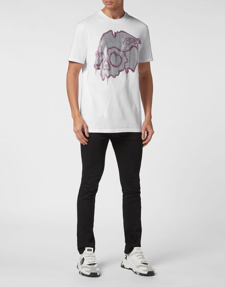 T-shirt Round Neck SS with crystals Dripping Skull