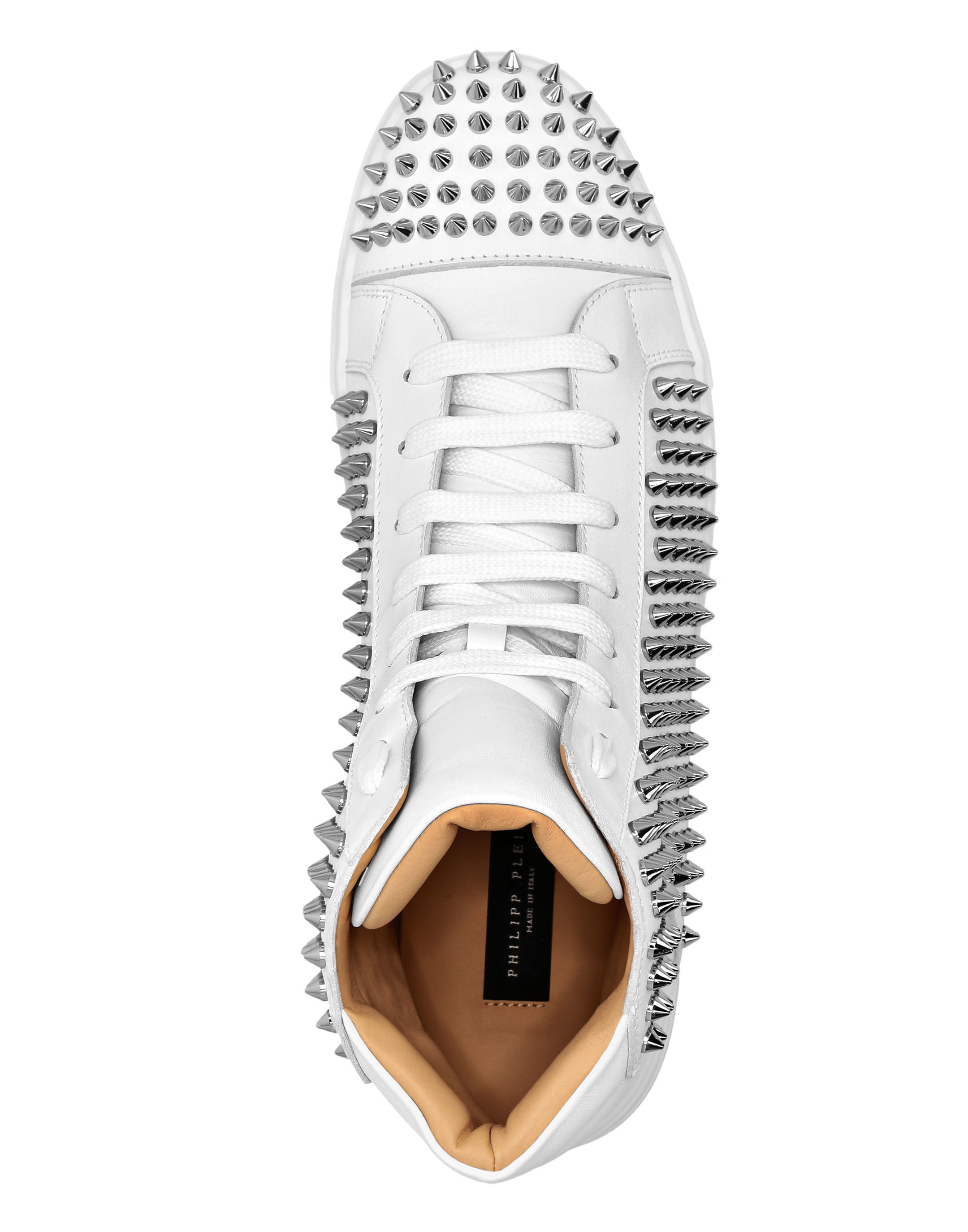 White studded sneakers store