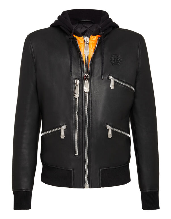 Leather Bomber Space Plein