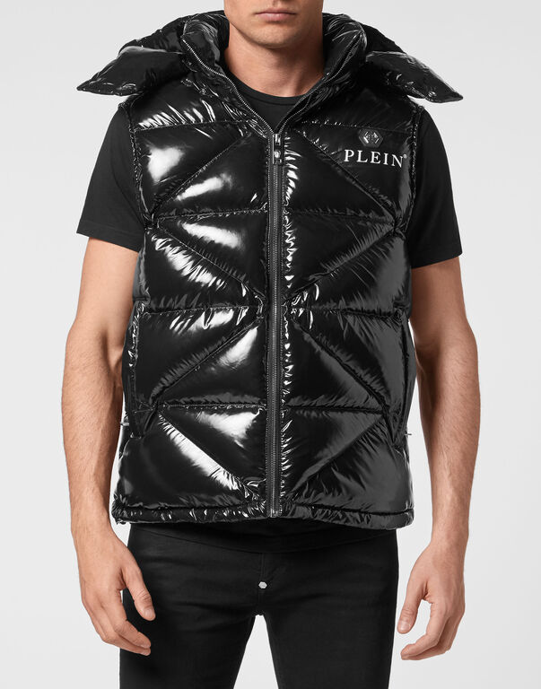 Sleeveless Quilted Down Jacket Hexagon