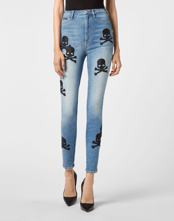 Denim Super High Waist Jegging Skull