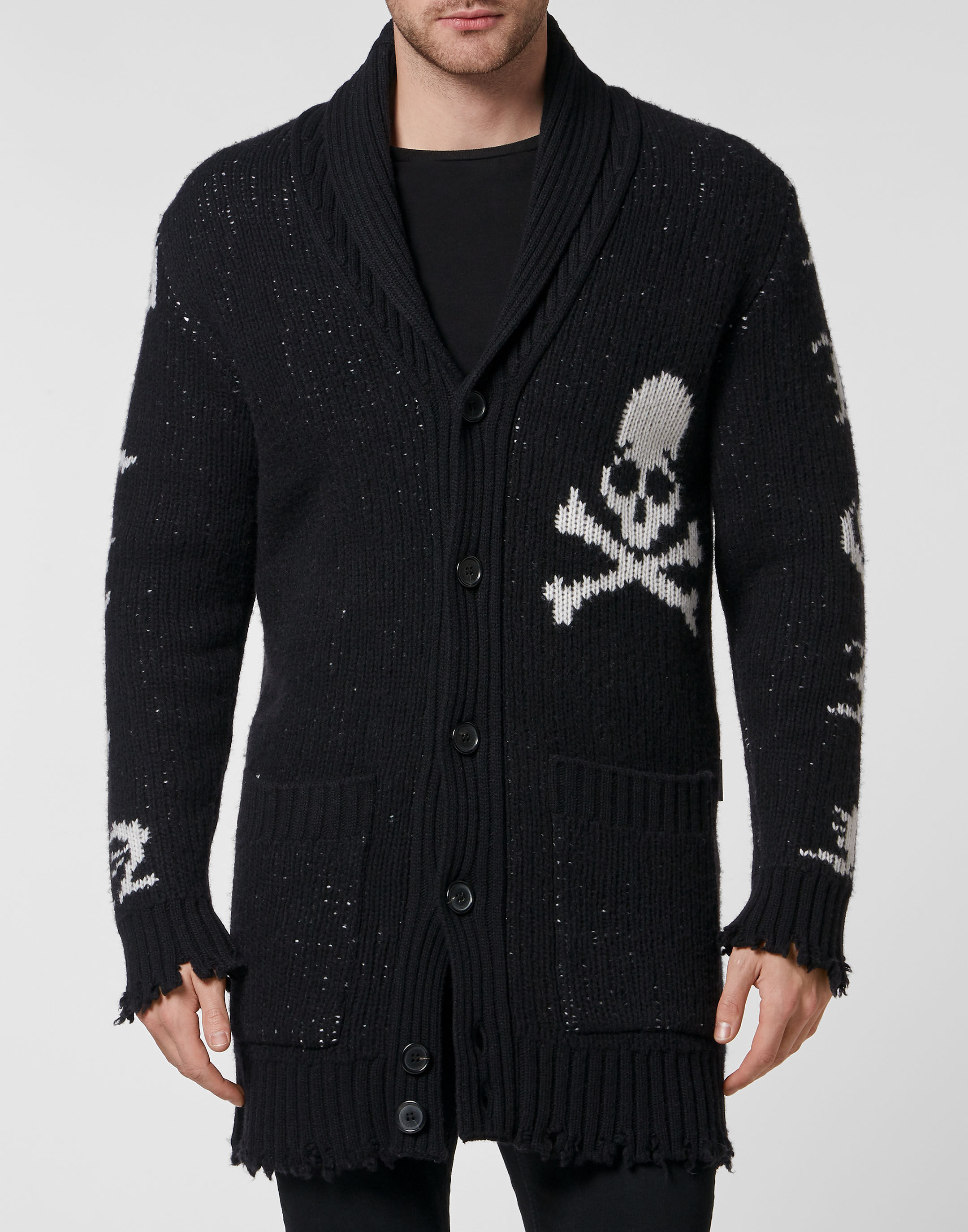 Skull cardigan sweater discount