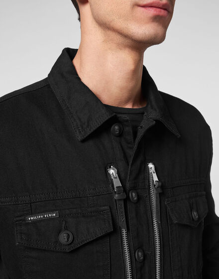 Denim Jacket Gothic Plein with Crystals