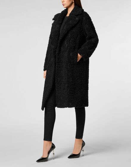 Eco Fur Coat Embroidery Monogram