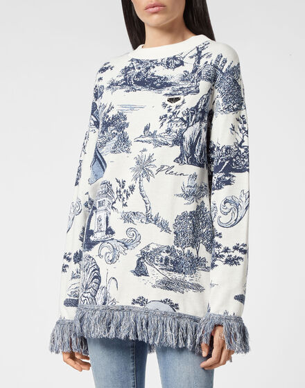Pullover Round Neck LS Fringe En PLEIN air