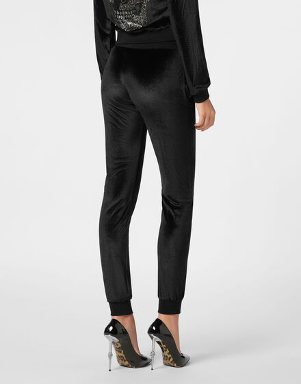 Chenille Jogging Trousers Strass Skull