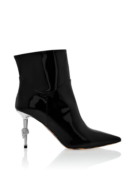 Soft Patent leather Boots Mid Heels Mid Skull