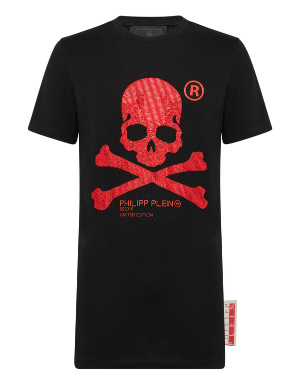 T-shirt Black Cut Round Neck Skull
