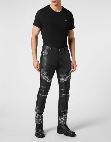 Leather Biker Trousers Paisley