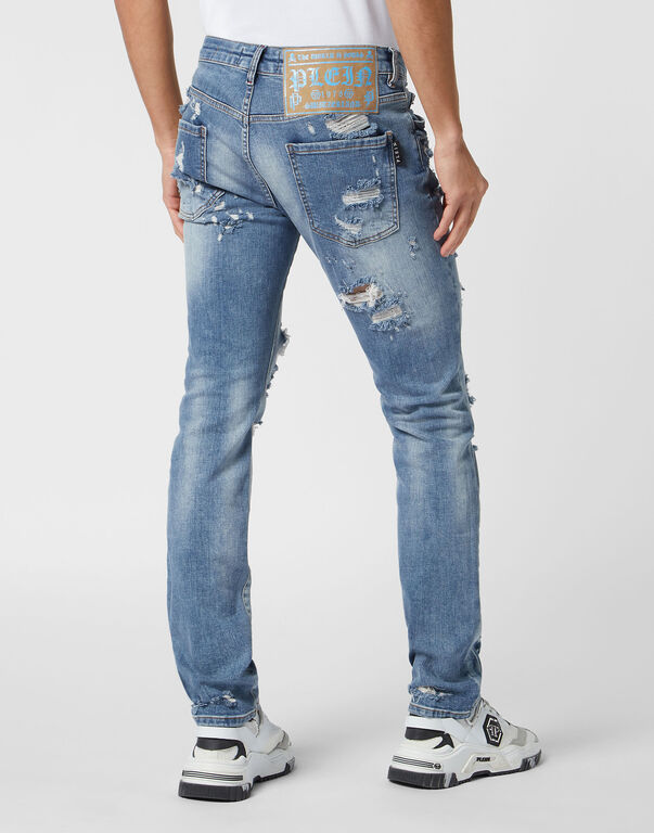 Denim Trousers Super Straight Cut Skull&Bones