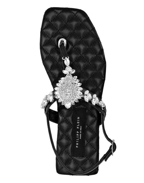 Sandals Flat Crystal Skull with Crystals