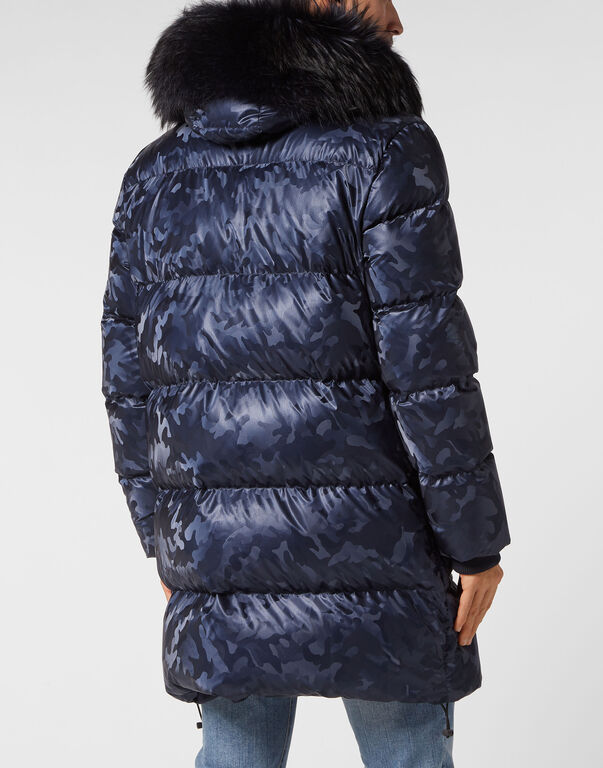 Nylon Parka With Fur Details