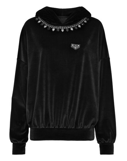 Velvet Hoodie sweatshirt Crystal Chain