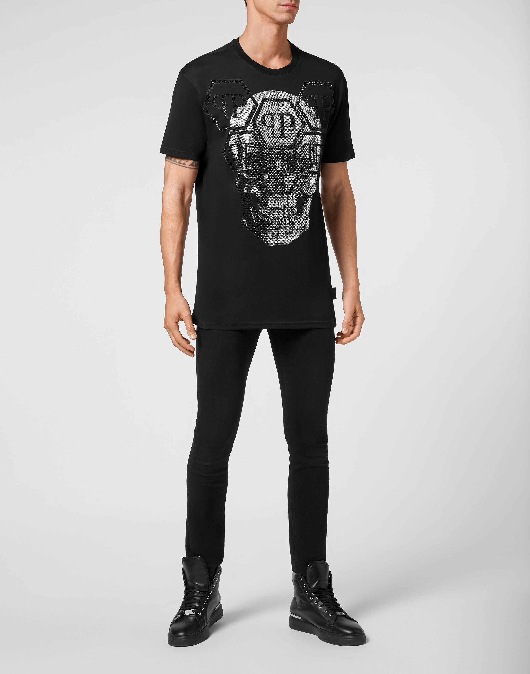 T-shirt Round Neck SS Skull with Crystals | Philipp Plein Outlet