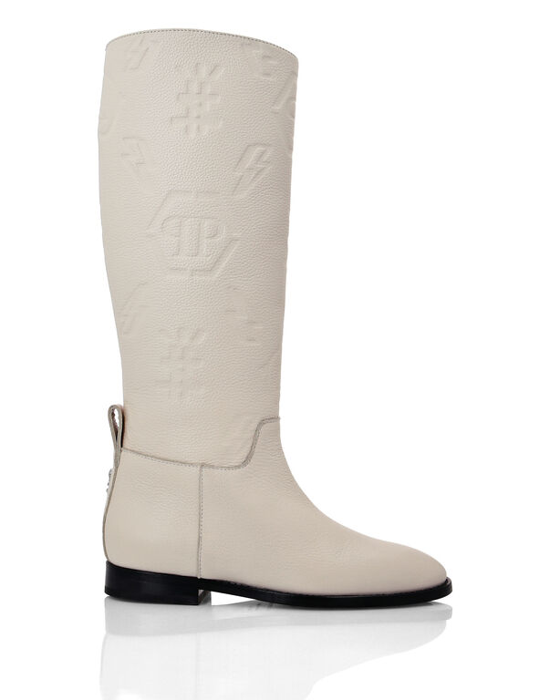 Leather Boots Lo-Heels Mid  Monogram Leather Boots Lo-Heels Mid  Monogram