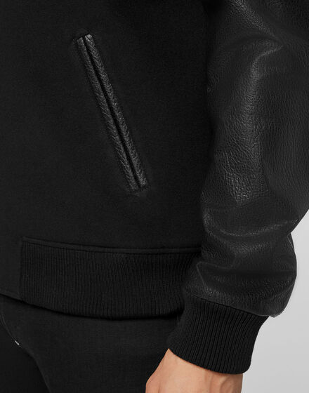 Bomber with Leather sleeves Signature