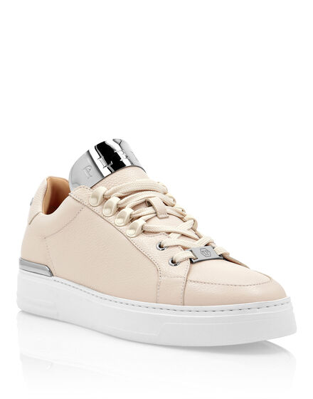 LO-TOP SNEAKERS SILVER $URFER LEATHER