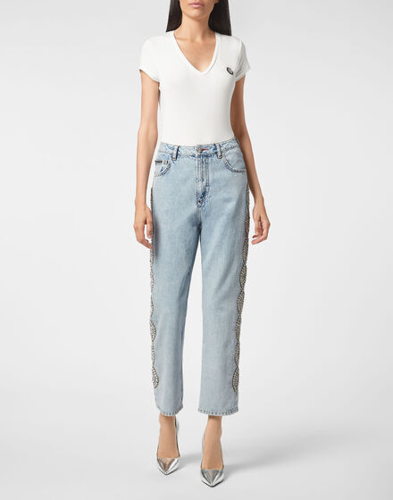 Denim Loose Fit Crystal Cable Denim Loose Fit Crystal Cable