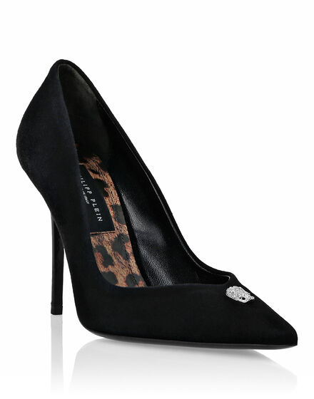 Suede Decollete Hi-Heels Crystal Skull