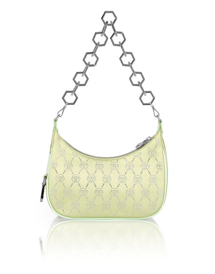 Satin Shoulder Bag Monogram Strass