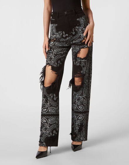 Denim Trousers Palace Fit Paisley Skull