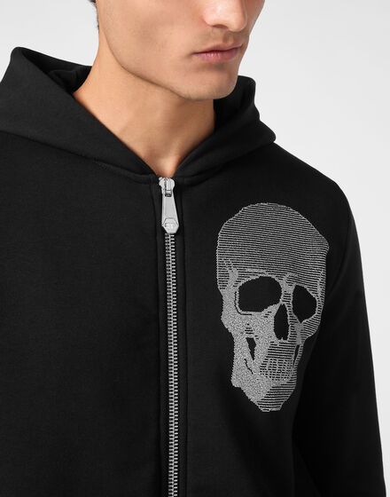Zipped Hoodie Sweatshirt Skull strass