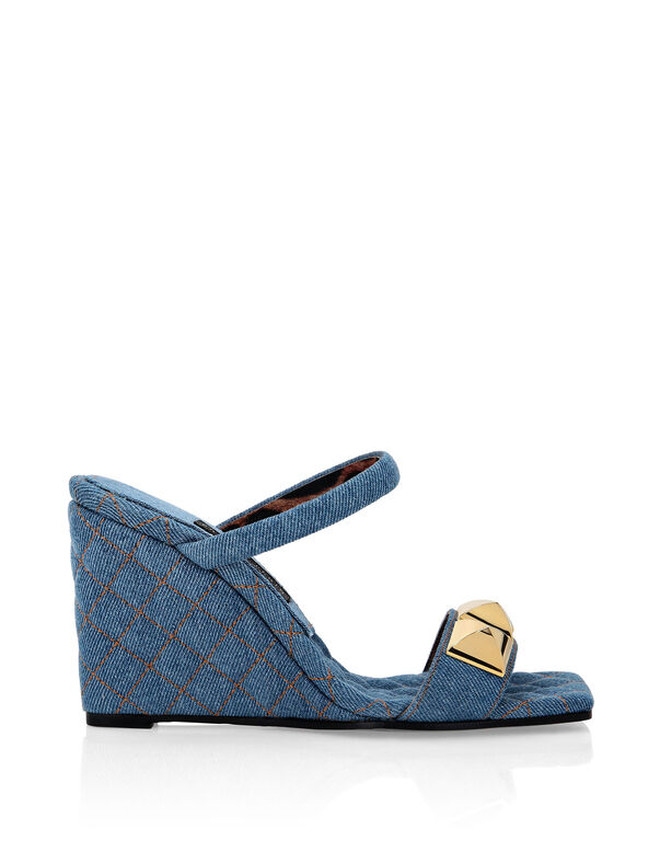 Louis Vuitton Light Blue Monogram Denim Espadrille Slingback Wedge