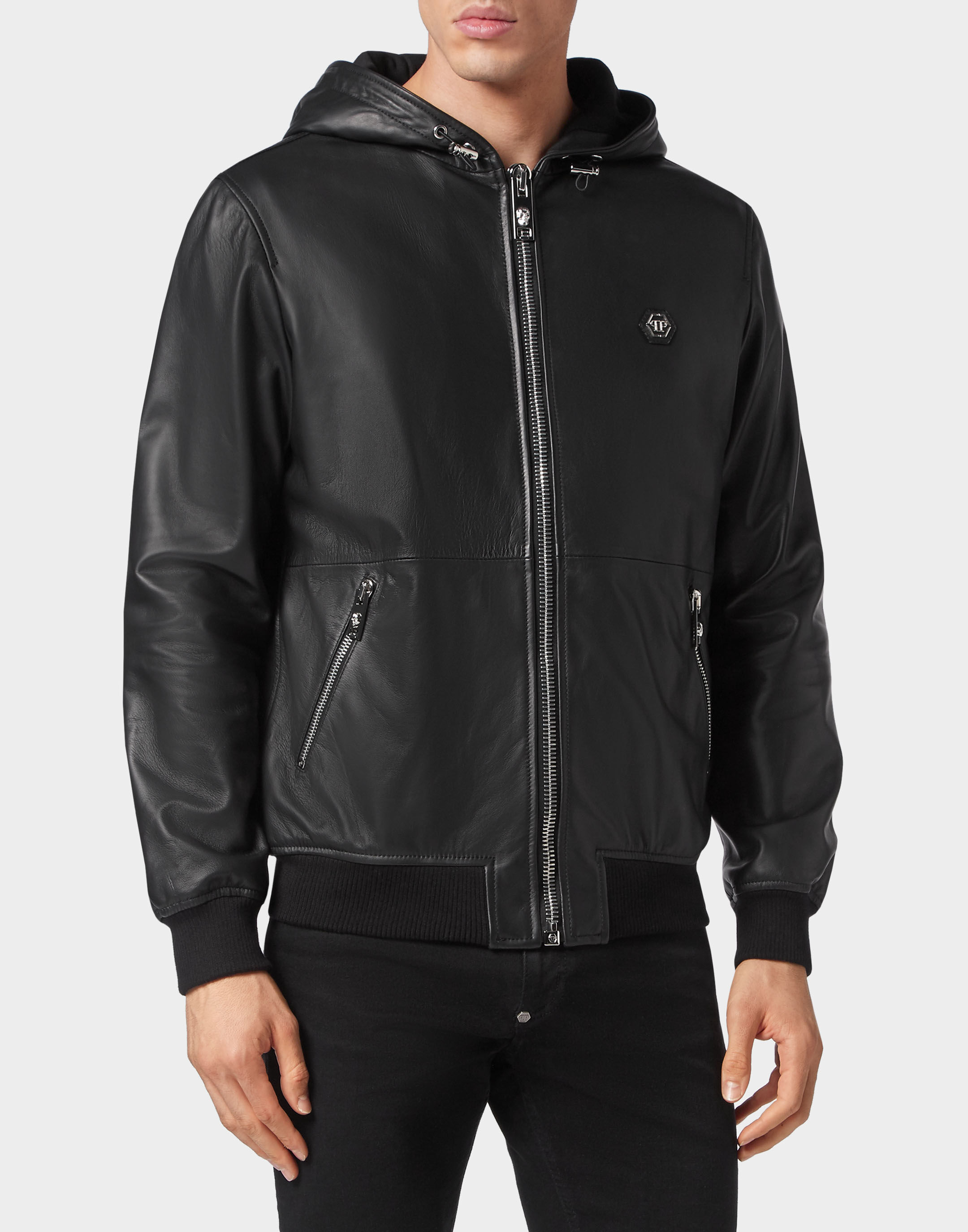 Leather K way Jacket Philipp Plein Outlet