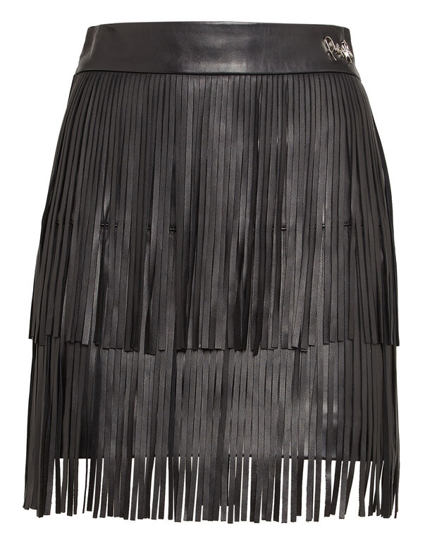 Leather Skirt Short "Leather fringes"