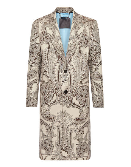Wool Long Coat Paisley Foulard Wool Long Coat Paisley Foulard