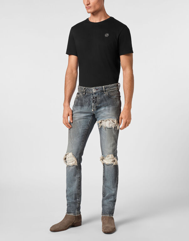 Super Straight Cut Trousers With Python Inserts