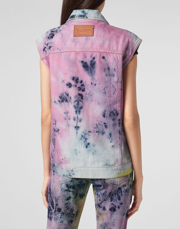 Denim vest Bleached Tie dye