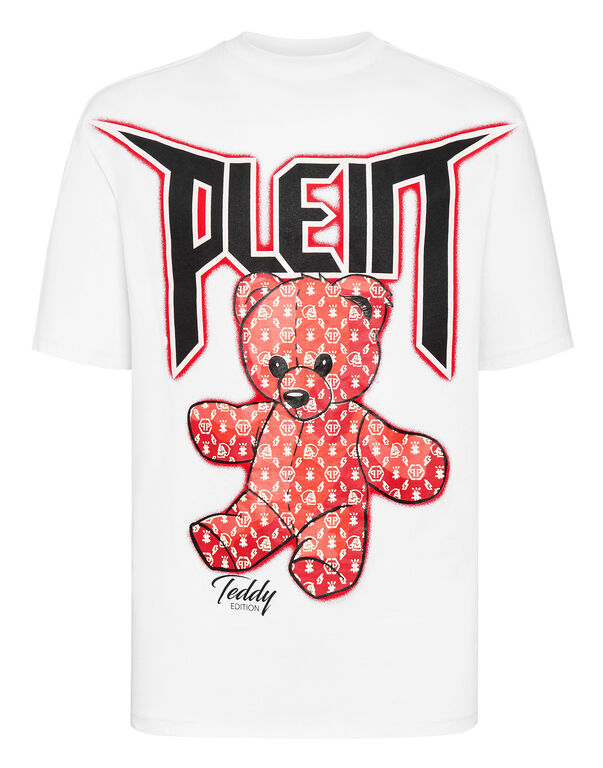 T-shirt Round Neck SS Spray Effect Print Teddy Bear