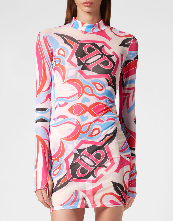 Mini Dress LS Colorful Circus