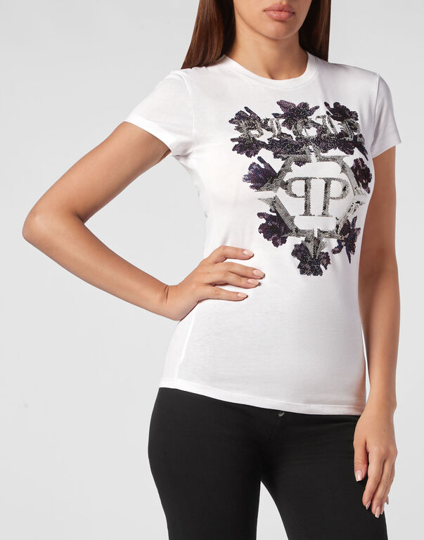 T-shirt Round Neck Sexy Pure Fit Flowers