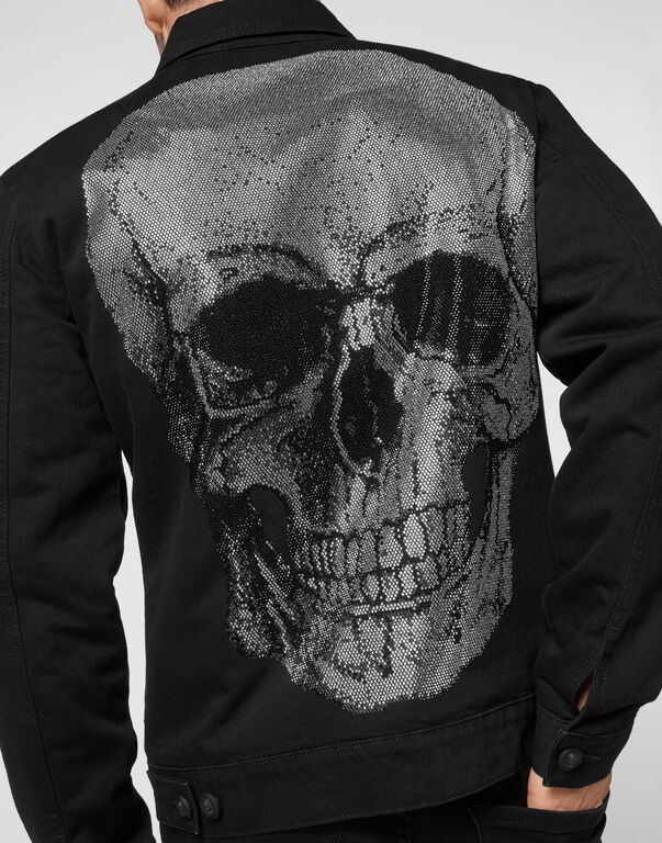 Denim Jacket Skull with Crystals