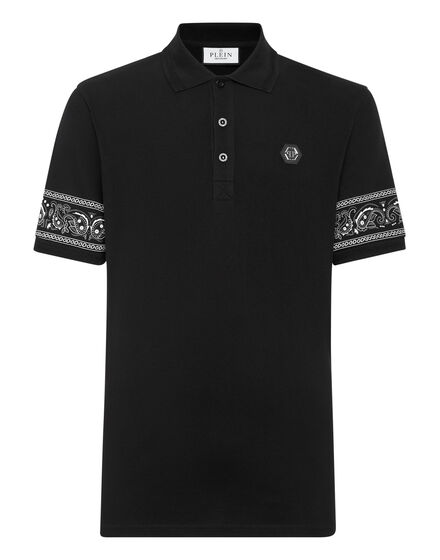 Slim Fit Polo shirt SS Paisley Strass