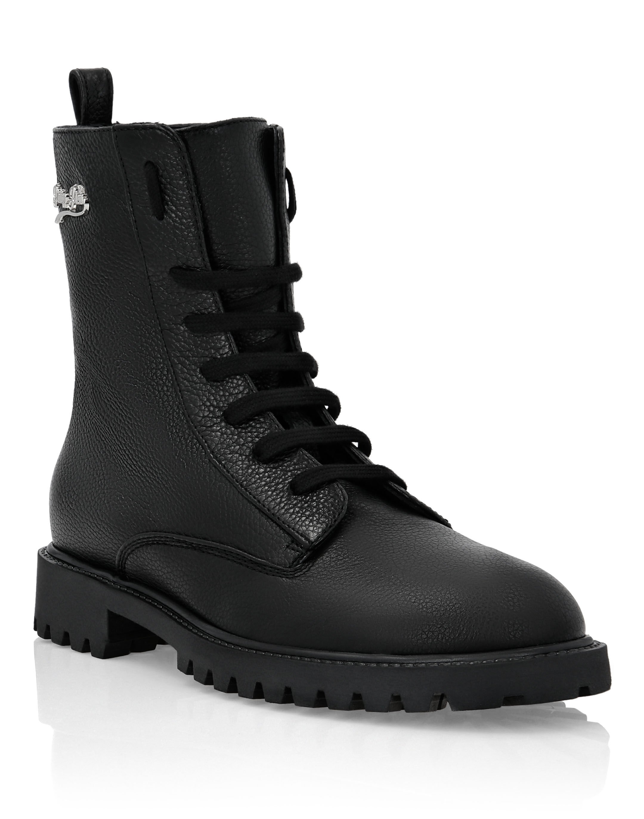 Leather Boots Low Flat Philipp Plein Outlet